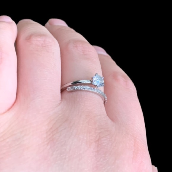 STERLING SILVER WHITE TOPAZ ADJUSTABLE WRAP RING - Picture 6 of 10